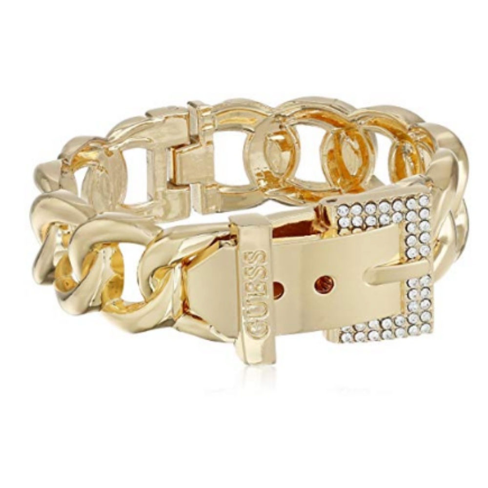 GUESS Womens Buckle Hinge Frozen Chain Bracelet